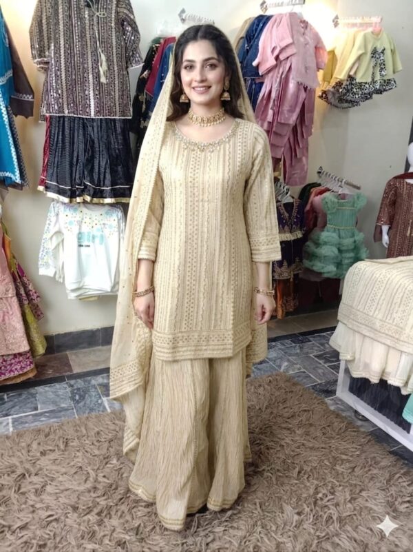 3 Piece Suit (stitched) Fabric/ Shafoon + Crinkle